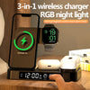 4 In 1 Multifunction Wireless Charger Station With Alarm Clock Display Foldable Wireless Charger Stand With RGB Night Light Eureka Online Store