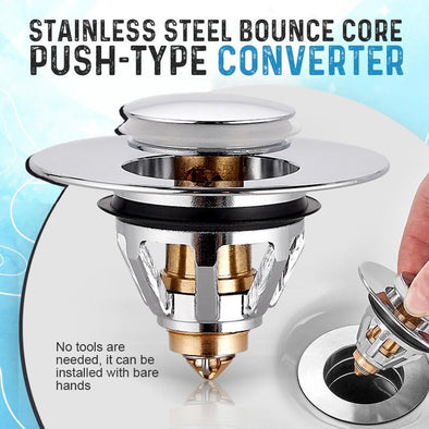 Bounce Core Pop-up Drain Filter Bathroom Stainless Steel Bounce Core Push-type Hair Stopper Basin Pop-up Drain Filter MBGroupWorldwide