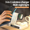 4 In 1 Multifunction Wireless Charger Station With Alarm Clock Display Foldable Wireless Charger Stand With RGB Night Light Eureka Online Store