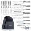 Kitchen Knife Set, 15 Piece Knife Sets with Block, Chef Knives with Non-Slip German Stainless Steel Hollow Handle Cutlery Set with Multifunctional Scissors Knife Sharpener MBGroupWorldwide