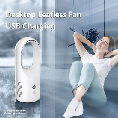 Electric Bladeless Fan Cooler Desktop Portable Usb Rechargable Air Cooling Fan Wireless Led Display Silent 360 Circulation Eureka Online Store